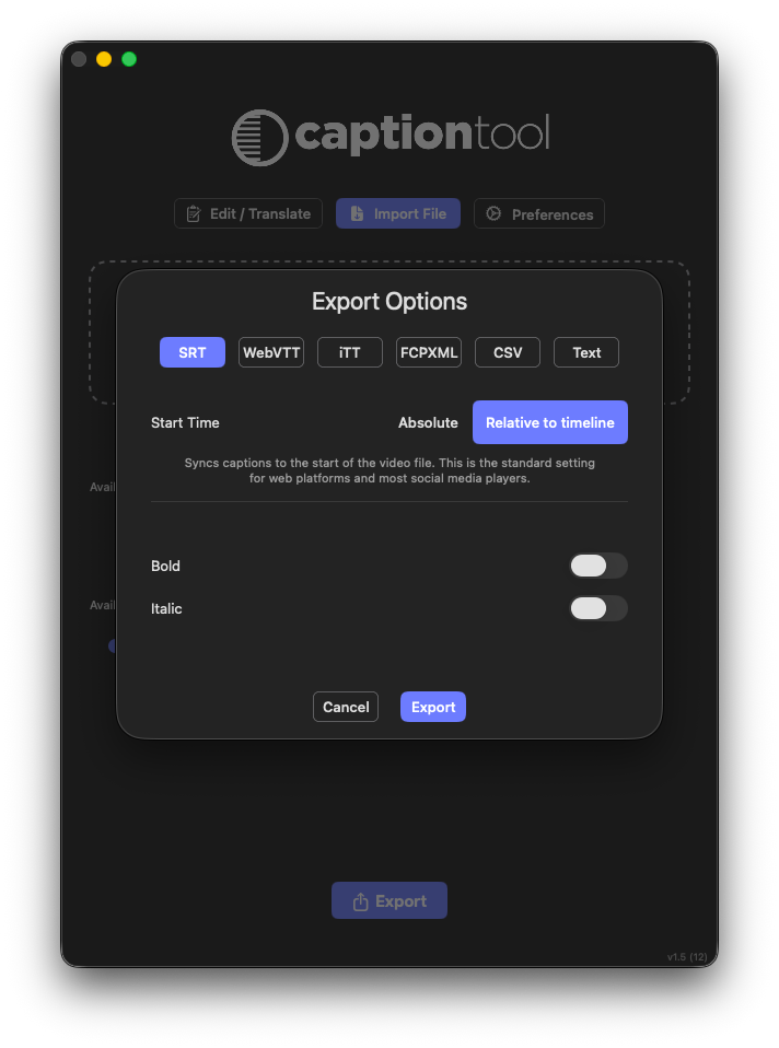 Caption Tool batch export workflow