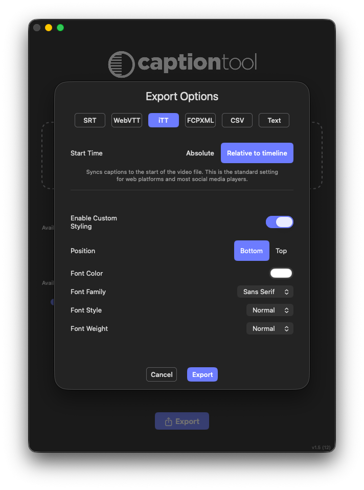 Caption Tool multi-sequence subtitle export