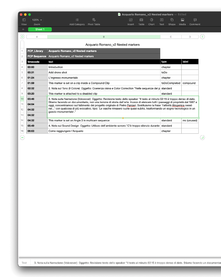 CSV export view