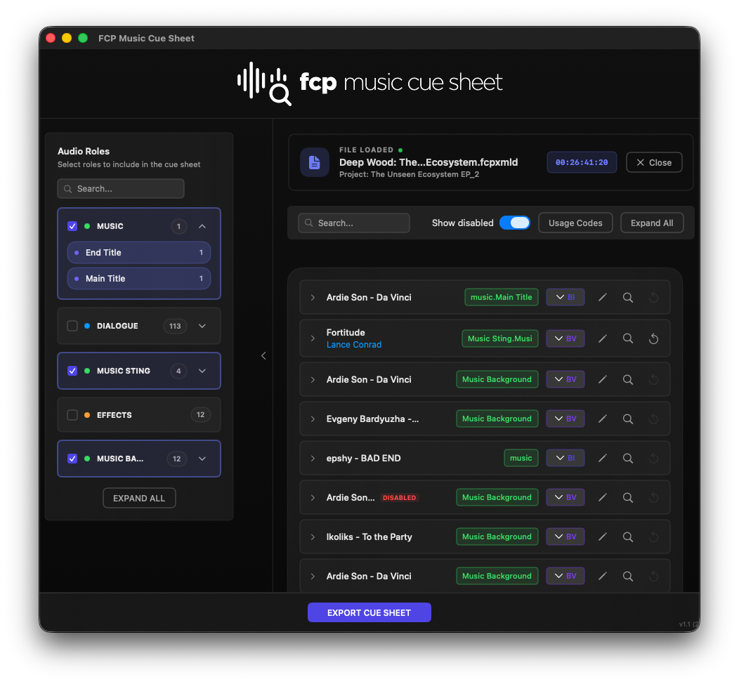 Role-based usage code assignment interface
